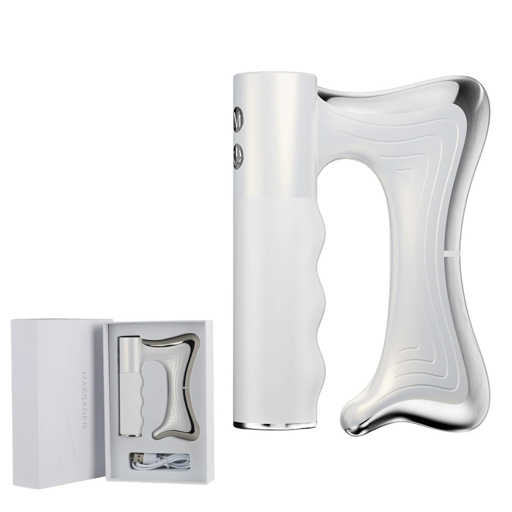 Silver electronic device with packaging on a white background