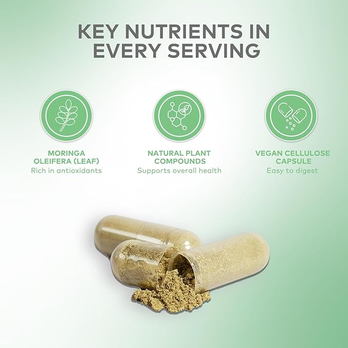 Vitamins or supplements with key nutrients highlighted on a light green background