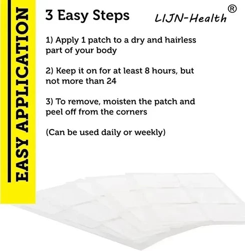 LIJN-Health patch with application instructions on a white background